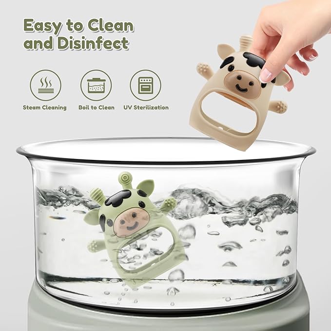 2 Pack Baby Teething Toys 0-6 6-12 Months, Adjustable Anti Dropping Wrist Teething Mittens, Food Grade Silicone Baby Chew Toys for Sucking Needs Teether for Newborns Infants Teething Relief