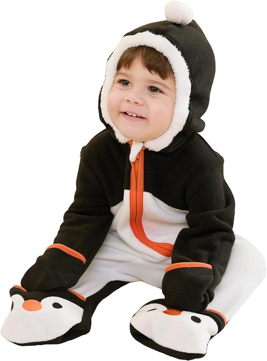 PATPAT Fleece Hooded Footed Romper Clothes, Soft Warm Footie Covers, Car Seat Friendly, Easy Zip, Cute Boy Girl
