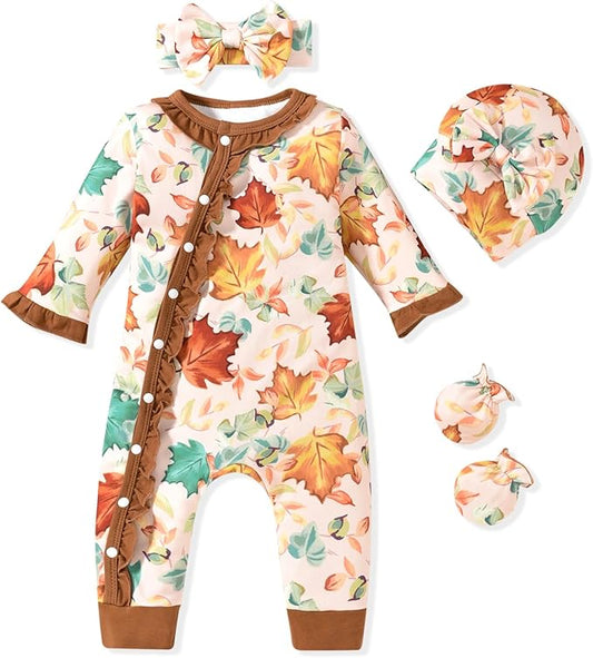 Aalizzwell Baby Girls Romper Outfit Fall Winter Clothes with Accessories