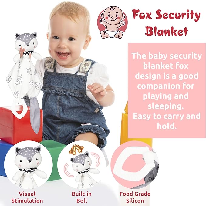 Newborn Baby Gift Set | Baby Gift Basket | Newborn Blanket, Wooden Teether, Security Blanket, Cap, Baby Bibs, Socks & Greeting Card (Pink)