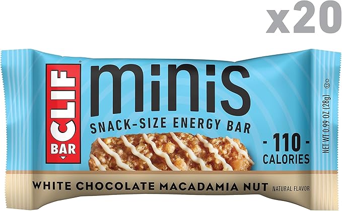 CLIF BAR Minis - White Chocolate Macadamia Nut Flavor - Made with Organic Oats - 4g Protein - Non-GMO - Plant Based - Snack-Size Energy Bars - 0.99 oz. (20 Pack)