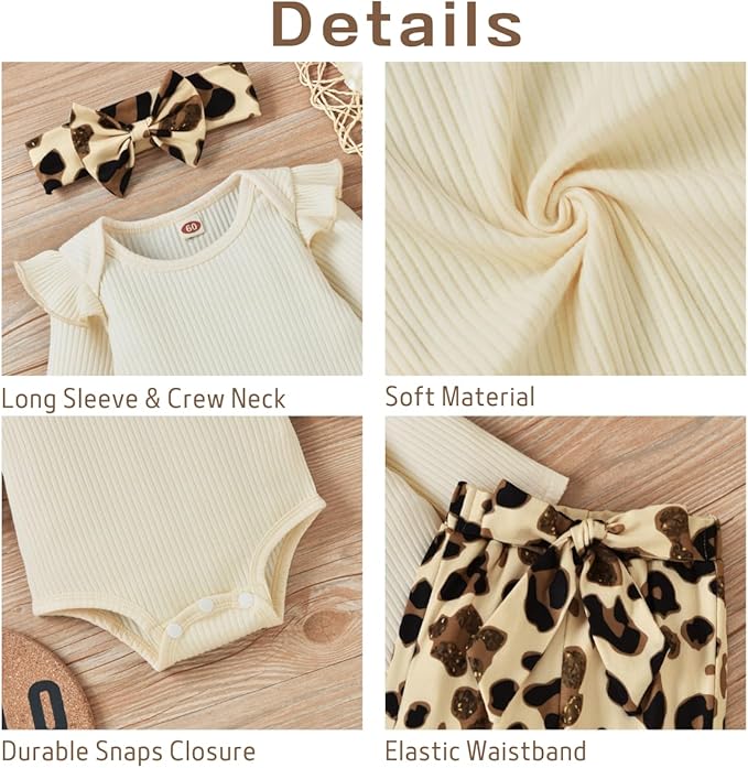 Aalizzwell Preemie Newborn Infant Baby Girls Clothes Ribbed Romper Bodysuit Pants Set Fall Winter Outfits