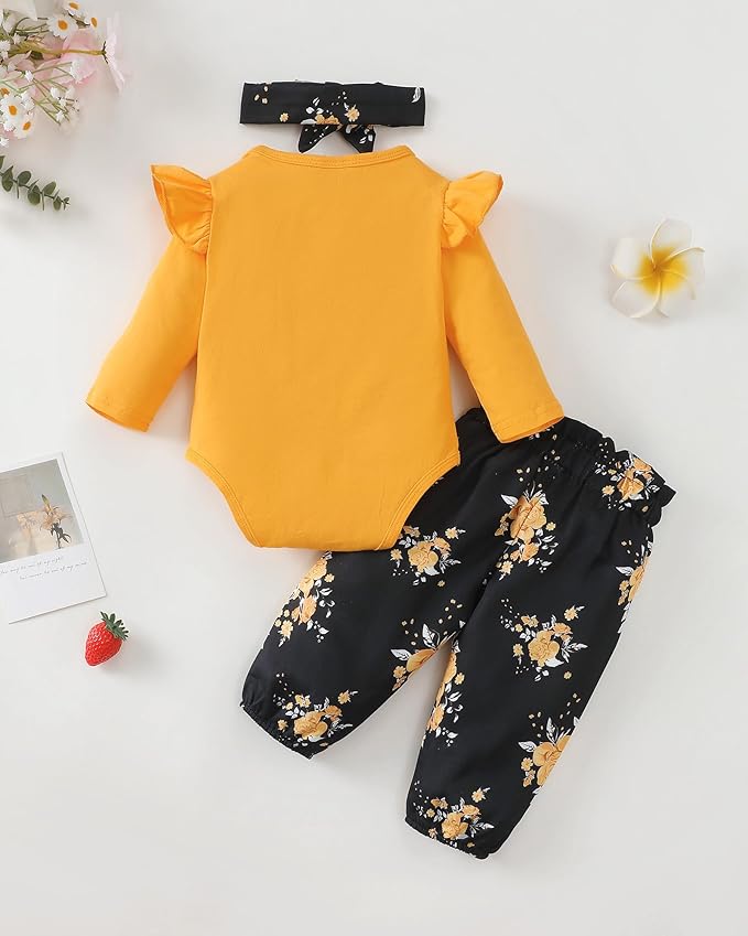 Infant Baby Girl Clothes Newborn Girl Outfit Long Sleeve Romper Pants Set Cute Baby Clothes for Girls Fall/Winter