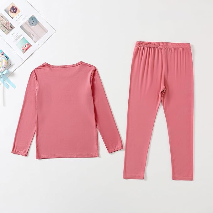 Jimonda Toddler Kids Girls Boys Pajamas Sets Soft Comfy Jammies Tencel Solid Raglan Sleepwear Pajamas Pjs 2pcs Set 18M-8Y