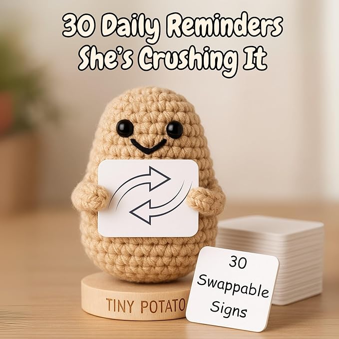 Got you a little something Girl Mom Gifts for Women - Cute Positive Crochet Potato with 30 Empowering Cards for a Mother of Daughters - New Mom Gifts for Women After Birth Ideas for 1st Time Mothers