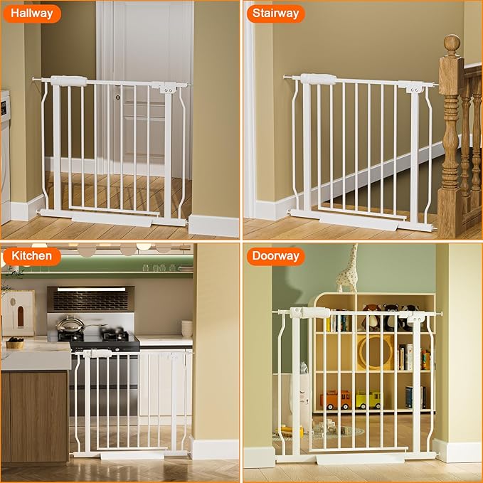 Small Narrow Baby Gate for Stairs Doorways Hallways 24 Inch to 29 Inch Wide Pressure Mounted Baby Gate Walk Through Child Gates for Kids or Pets Indoor Safety Gates