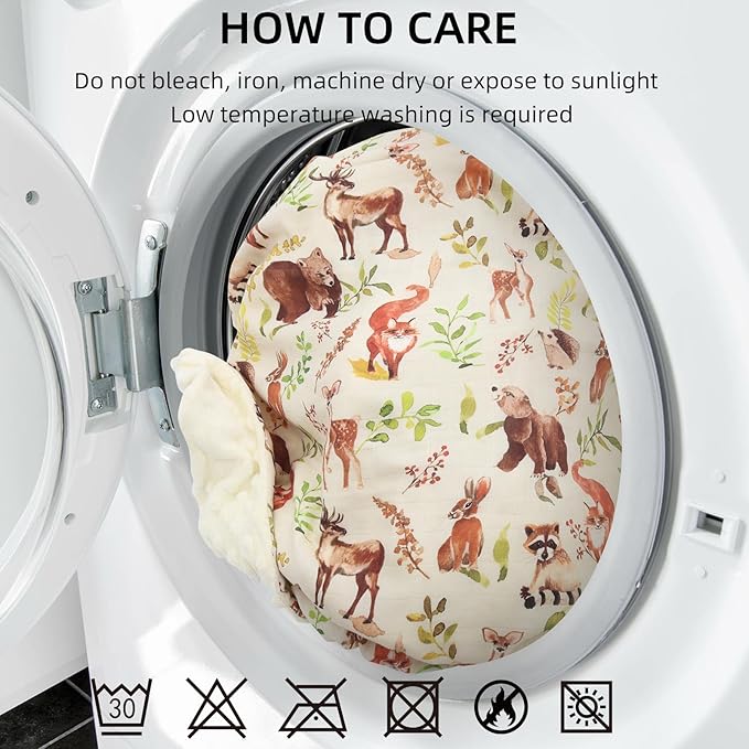 LifeTree Baby Blankets for Boys Girls, Soft Double Layer Swaddle Blankets, Muslin Front and Dotted Fleece Backing Receiving Bed Throw Blanket for Newborn Unisex, 31X40 Inches, Woodland