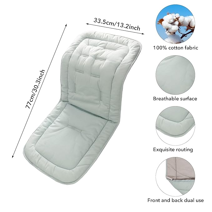 Baby Carriage Cushion, Universal Breathable Stroller Mat, Stroller Cushion for Strollers 100% Cotton, 34x78cm,1 Pack