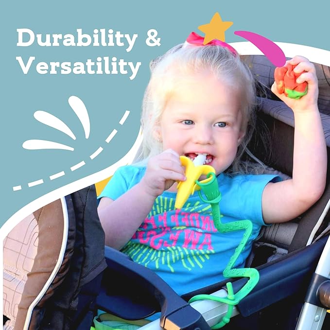 Brilli Baby Cup Catcher Patented Safety Tether Strap, Attach Sippy Cups, Bottles, Pacifiers & More to Stroller, High Chair, Car Seat, Made in USA, Food Grade, Dishwasher Safe (Aqua & Pink)