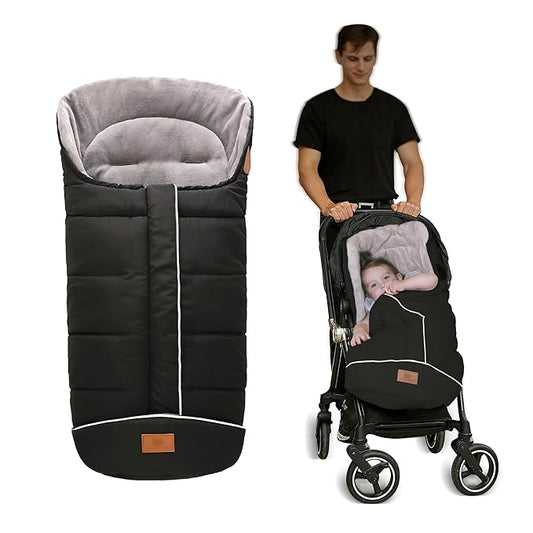 LAT Baby Warm Bunting Bag Universal,Stroller Sleeping Bag Cold Weather,Waterproof Toddler Footmuff(Basic,Black)