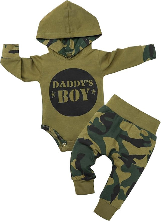 Fommy Newborn Baby Boy Clothes Plaid Letter Print Long Sleeve Hoodies + Long Pants 2PCS Fall Winter Outfits Set