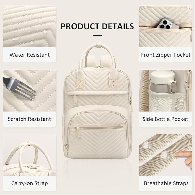 Diaper Bag Backpack for Women with Changing Pad, Baby Bag with Insulated Pockets Multifunctional Diaper Bags For Baby Girl Boy Waterproof Baby Bags For Boys Girls Maternity Bag Beige