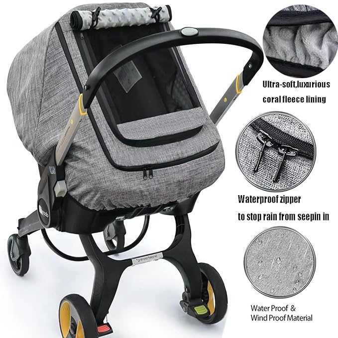 Waterproof Baby Car Seat Cover，Cold Weather Carseat Cover for Babies,Infant Car Seat Cover Canopy for Boy Girls,Windproof Car Seat Canopy for Boys & Girls, Keeps Babies Warm and Cozy(Gray Melange)