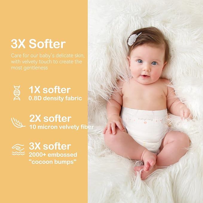 Baby Diapers Portable Pack Size 4(22~37lb), 56 Count Babycozy Bouncy Soft Diapers Disposable Hypoallergenic Diapers to Protect Sensitive Baby Skin