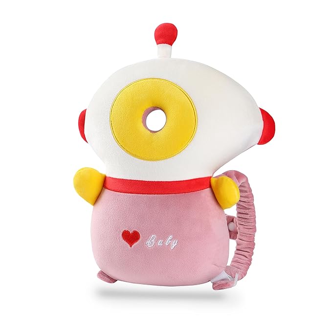 JunNeng Baby Head Protector Backpack Memory Foam, 3-Sided Fall Head Safety Protection, Pink Astronaut