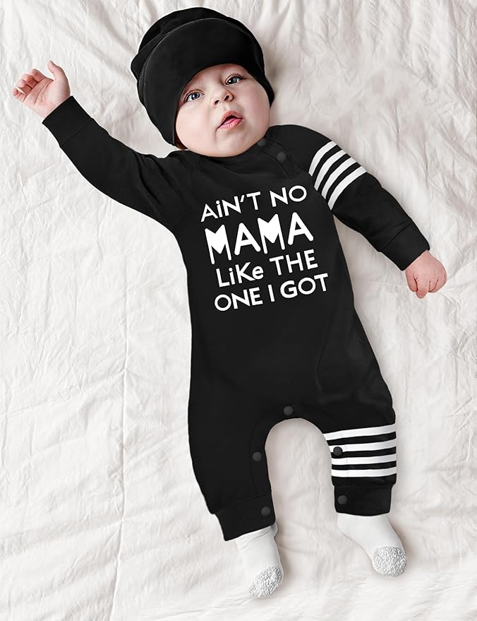 Baby Boy Clothes Infant Mamas Print Romper Stripe Sleeve Outfits Fall Winter Baby Clothing Jumpsuit