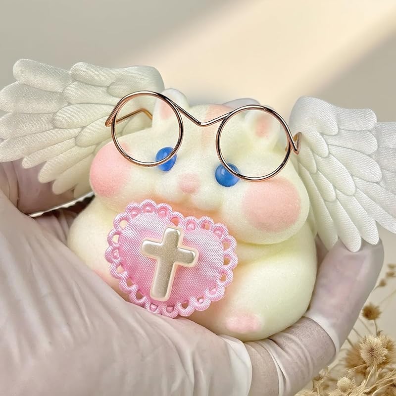 Handmade Taba Squishy Hamster Toy, Cute Squishy Hamster Fidget Toy, Realistic Hamster Toy, Soft Silicone Mochi Furry Toy, Stress Relief Gift for Adults & Kids,Halloween Decor(White-Angel)