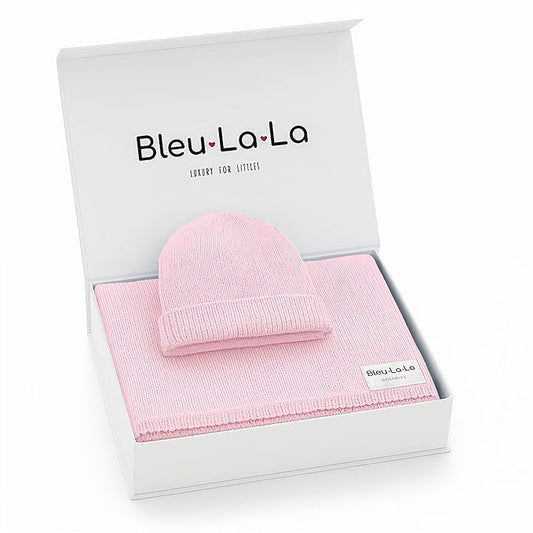 Luxe Collection 100% Organic Luxury Knit Baby Blanket + Hat Set (Blush Pink)