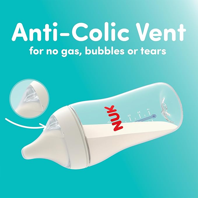 NUK Perfect Match 2-in-1 Natural and Anti-Colic 8oz Bottle with Adaptable Medium Flow Nipple, 2 Pack