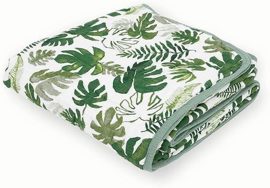 Little Unicorn Original Premium Cotton Quilt | Multi-Layered & Extra-Soft Muslin Fabric |for Babies & Toddlers (Tropical Leaf)