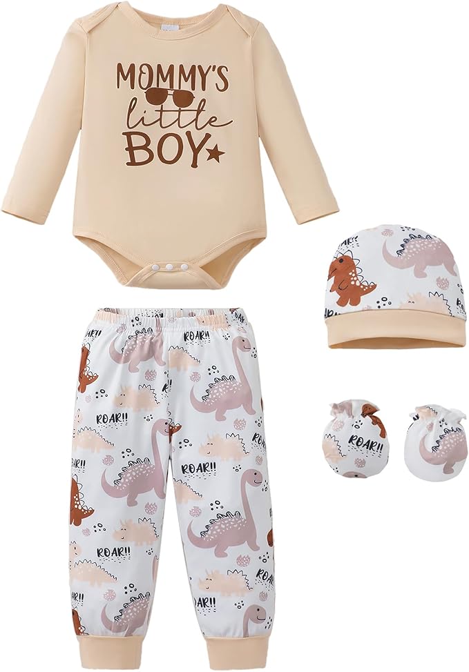 NZRVAWS Newborn Baby Boy Girl Clothes Unisex Infant Romper Pants Set Hat 4-Pack Outfits 0-12 Months 16 Pieces Toddler