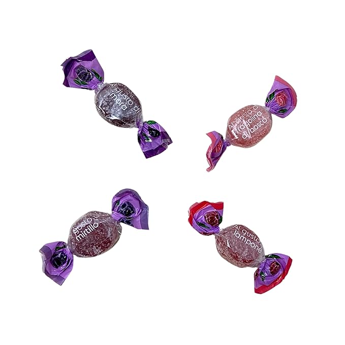 Premium Italian Berry Jelly Candies - 2.25lb 4 Flavors Berry Assortment - Vegan, Gluten Free, Natural Flavors, Individually Wrapped, Perfect For Celebrations & Gifting Bulk (36 Oz) Made In Italy