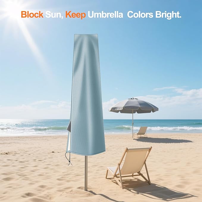 OKPOW Umbrella Covers for Outdoor Umbrellas - Small Patio Umbrella Cover for 6 ft to 9 ft Outdoor Table Umbrella - Waterproof Windproof Anti-UV Garden Parasol Covers, Grey