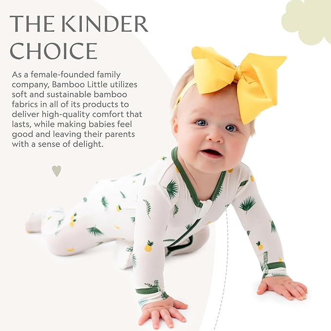 Bamboo Little Soft Baby Footie Pajamas, Baby Clothes, Newborn Sleepers, 95% Viscose and 5% Spandex, 0-24 Months
