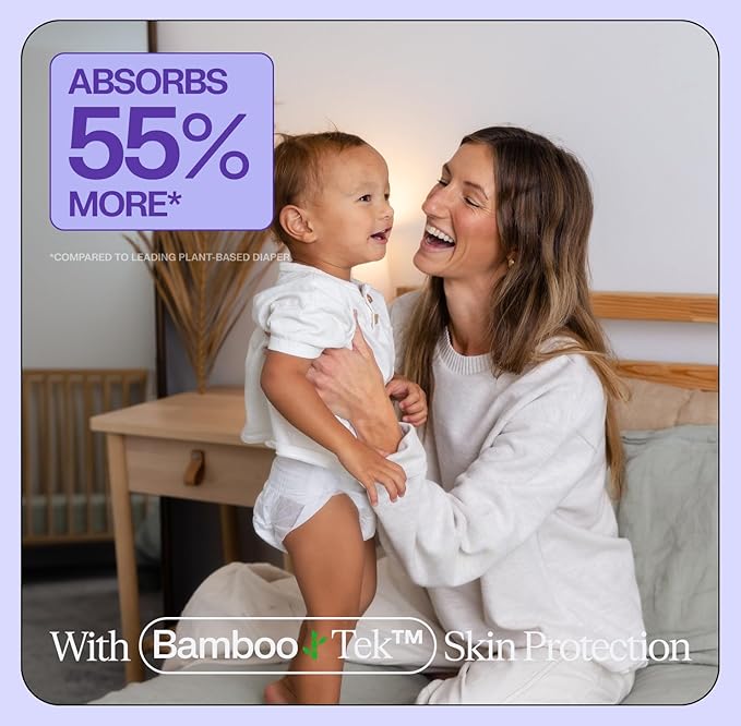 Freestyle BambooTek Diapers – (Size 3) Hyper Absorbent & Non-Toxic – Disposable Diapers for Sensitive Skin – Ultra Soft Diapers (16-28 lbs) – 168 Count