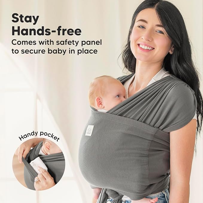 KeaBabies Baby Wrap Carrier Ring Sling - Easy to Wear, Adjustable D-Lite Baby Carrier Newborn to Toddler, Infant Carrying Shirt, Hands Free Bonding, Breathable Fabric Wearing Wrap (Graphite)