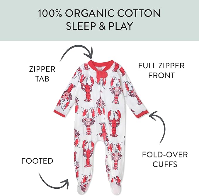 HonestBaby Baby Celebration Sleep & Play Footed One-Piece Pajama Sleeper 100% Organic Cotton