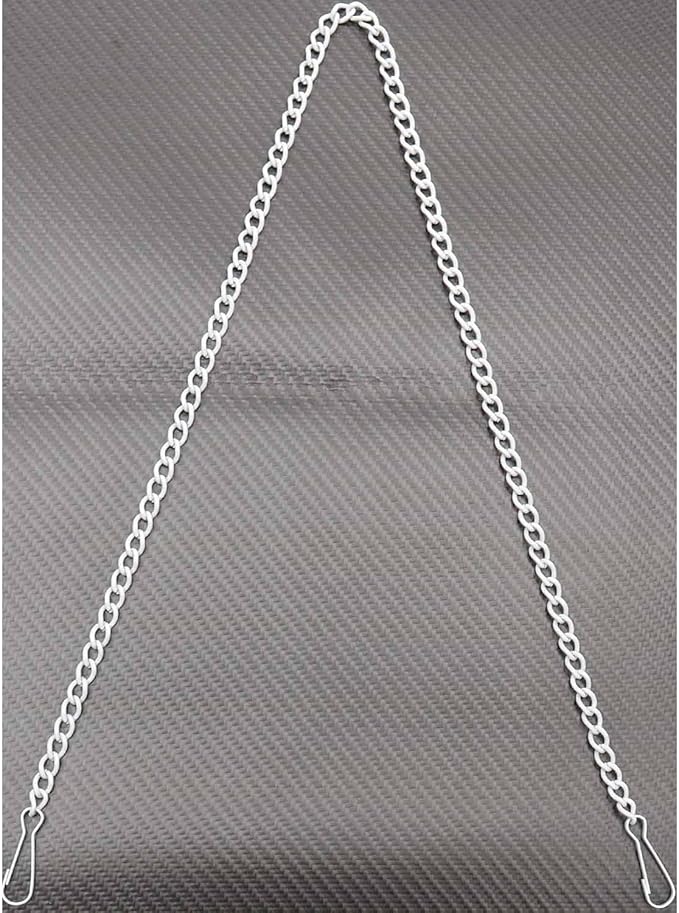 Bieye Metal Chain with Safety Hooks for Tiffany Style Stained Glass Window Panel Hangings, 30 inches Long White Plating, Chain005