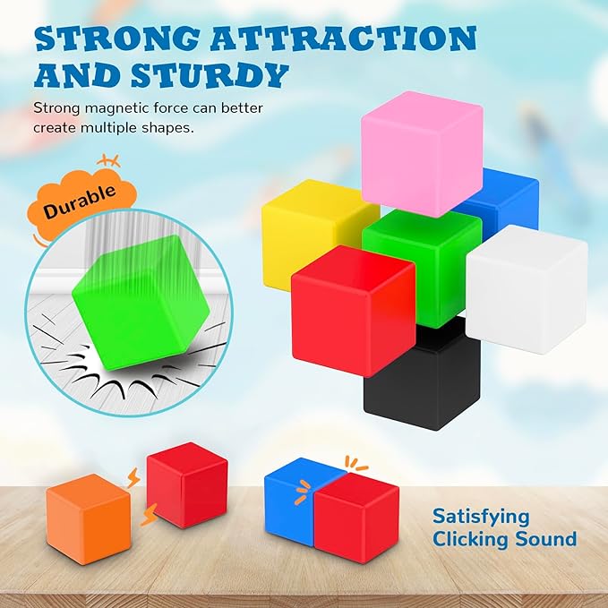 ROMDS 64 PCS Magnetic Blocks Toddler Toys Sensory Toys Magnetic Building Blocks Toys for Toddlers 3 4 5 6 7 8+ Years Old Boys Girls