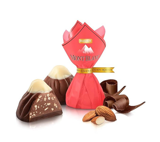 Roshen Mont Blanc with Chopped Almonds, Kosher and Halal, Delicious, Flavorful Sweets Bulk Gourmet Candy 2.2lb/1kg