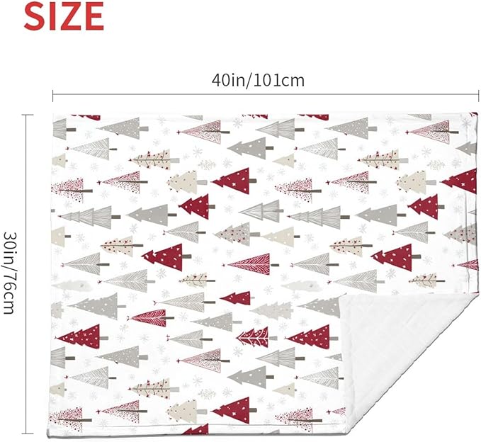 Baby Blanket Pine Tree Christmas Pattern Xmas for Boy Girl Newborn 30x40 Inch Toddler Infant Nursery Throw Blankets Double Layer Comfy Soft Plush Stroller Crib Quilt
