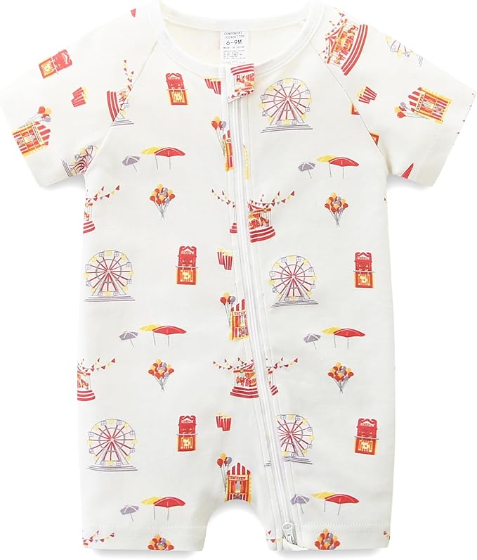 Baby Boy Girl Romper Short Sleeve 100% Cotton Bodysuit Outfits 2 Way Zipper Jumpsuit