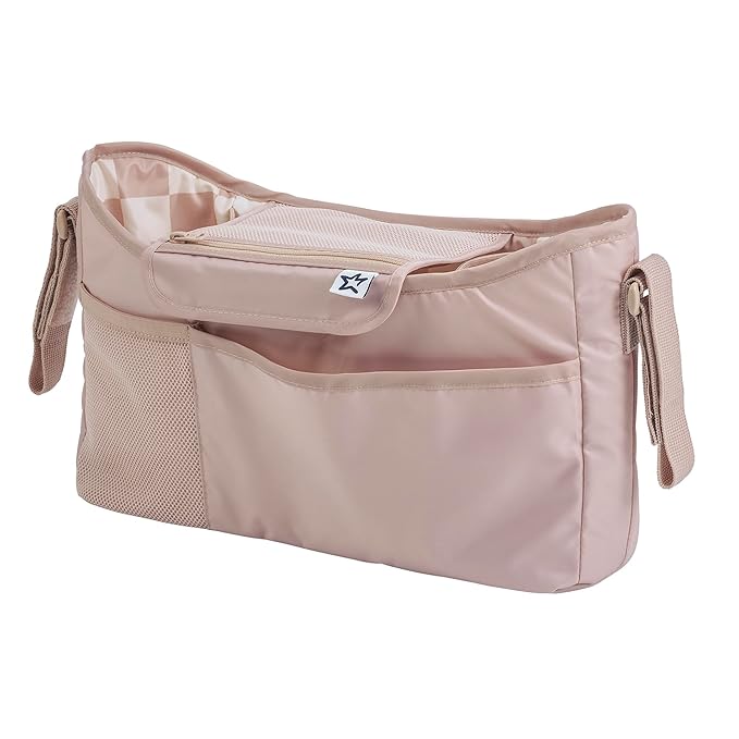 Tiny Twinkle Universal Stroller Organizer with Adjustable Strap - Waterproof Stroller Caddy Fits Baby Jogger,Nuna,Graco,Donna and Bugaboo Strollers（Beige Checkers）