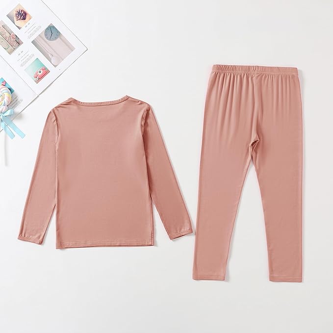 Jimonda Toddler Kids Girls Boys Pajamas Sets Soft Comfy Jammies Tencel Solid Raglan Sleepwear Pajamas Pjs 2pcs Set 18M-8Y