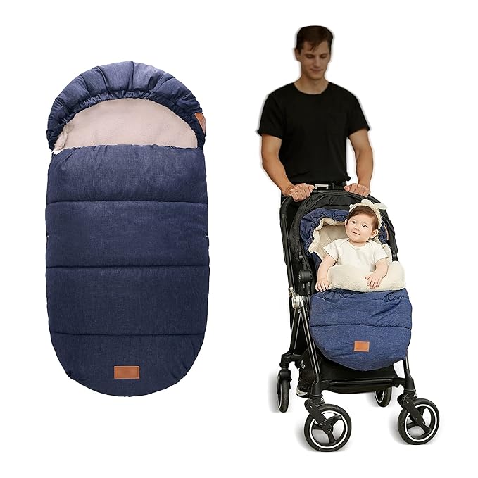 LAT Baby Warm Bunting Bag Universal,Stroller Sleeping Bag Cold Weather,Waterproof Toddler Footmuff(Detachable,Navy Blue)