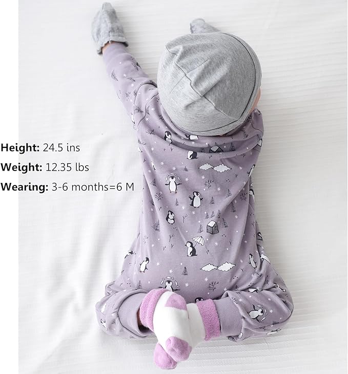 Newborn Baby 2-way Zipper Romper Cotton One-piece Jumsuit 3-pack, 0-24 Months