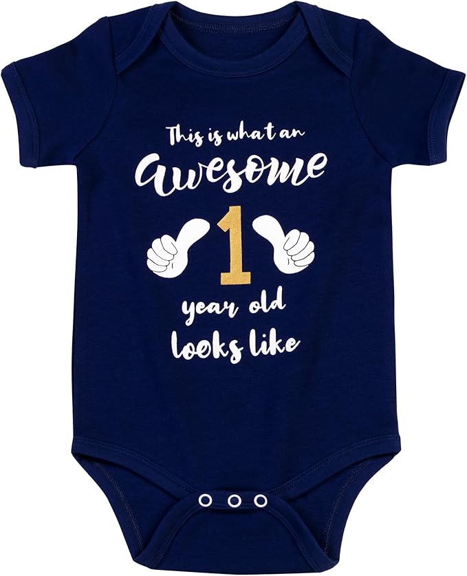 Cnins Funny Baby Bodysuit & Daddy Matching Cotton Outfit for Wild One 1st Birthday, Unisex Newborn Infant Clothes 0-24M