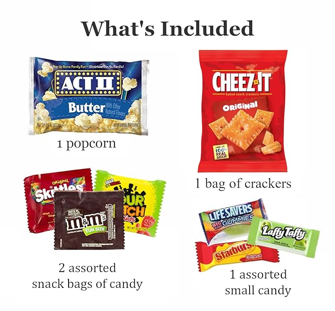 Kids Movie Night Popcorn Bucket – Pre-Filled Snack Basket Candy Bouquet with Popcorn, Candy, Cookies & Surprise (Movie Night Sugar Cookie)