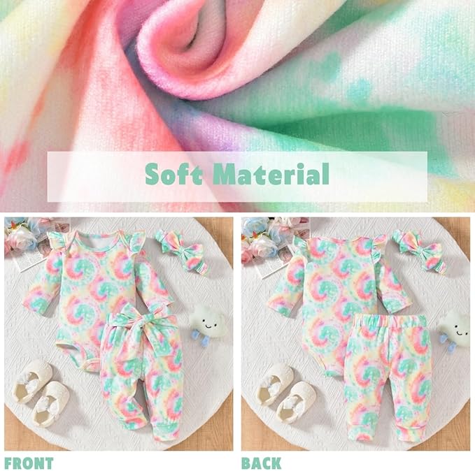 Aalizzwell Preemie Newborn Infant Baby Girls Clothes Ribbed Romper Bodysuit Pants Set Fall Winter Outfits