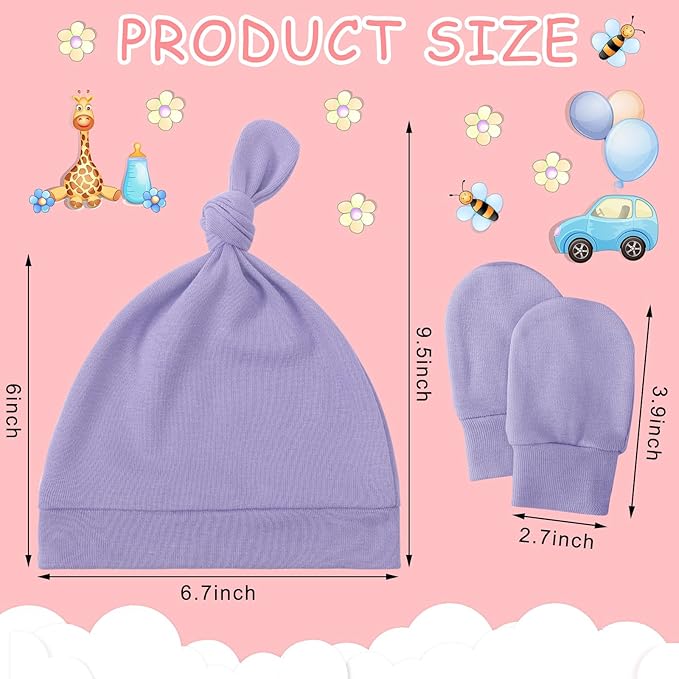 Toulite 10 Set Newborn Baby Socks Hat and Mittens Soft Ankle Sock Newborn Beanie Mitten for Boys Girls Infant