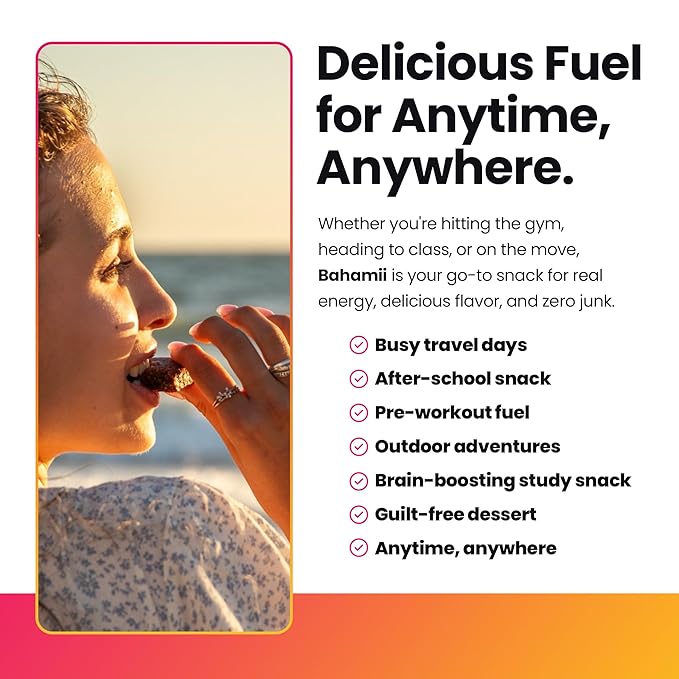 Bahamii Chocolate Almond Nut & Date Bars, 12 Pack, Gluten Free & 0g Added Sugar Low Calorie Snacks, Delicious Snack Bar with Almonds, Dates, Organic Cocoa, Vanilla, Sea Salt, Diabetic Snacks