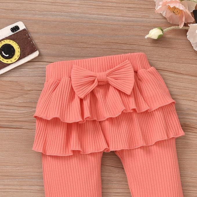 Aalizzwell Preemie Newborn Infant Baby Girls Clothes Ribbed Bodysuit Pants Set Fall Winter Outfits