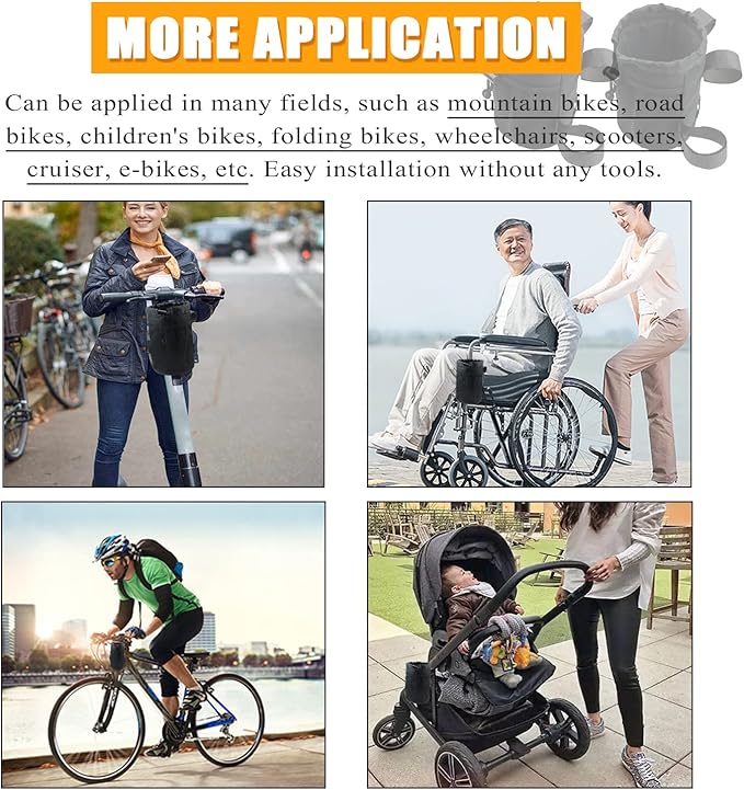 2 Pack Bike Cup Holder Bag Bicycle Handlebar Water Bottle Holder with Mesh Oxford Pocket Phone Drink Cup Holder for Mountain Bikes,Road Bikes,e-Bike,Kids Bikes,Wheelchairs,Cruisers, etc