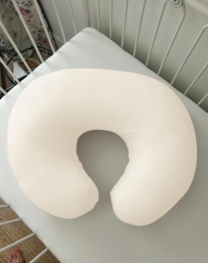 Nursing Pillow Covers, Muslin Nursing Cover for Breastfeeding Pillows, Comfortable for Baby Girls and Boys (Pale Yellow)