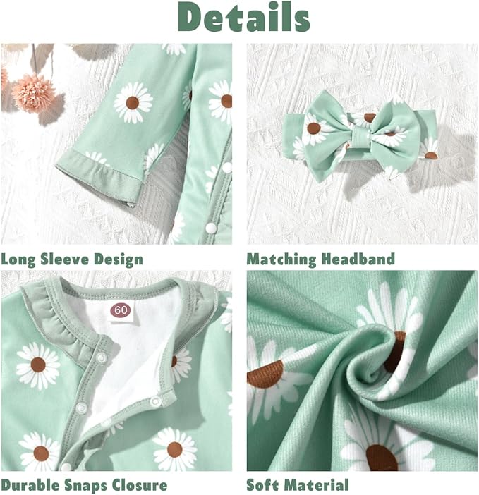 Aalizzwell Baby Girls Romper Outfit Fall Winter Clothes with Accessories