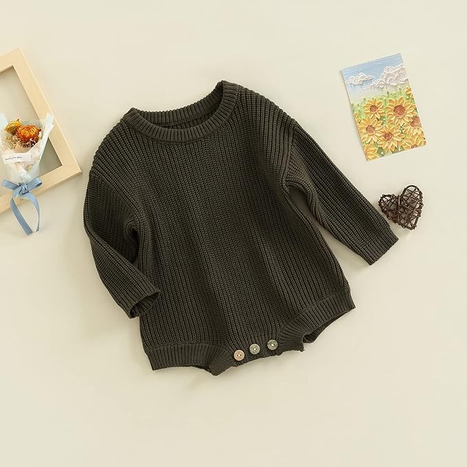 FYBITBO Baby Girl Boy Sweater Knit Oversized Pullover Sweatshirt Romper Onesie Warm Fall Winter Clothes Outfit Newborn